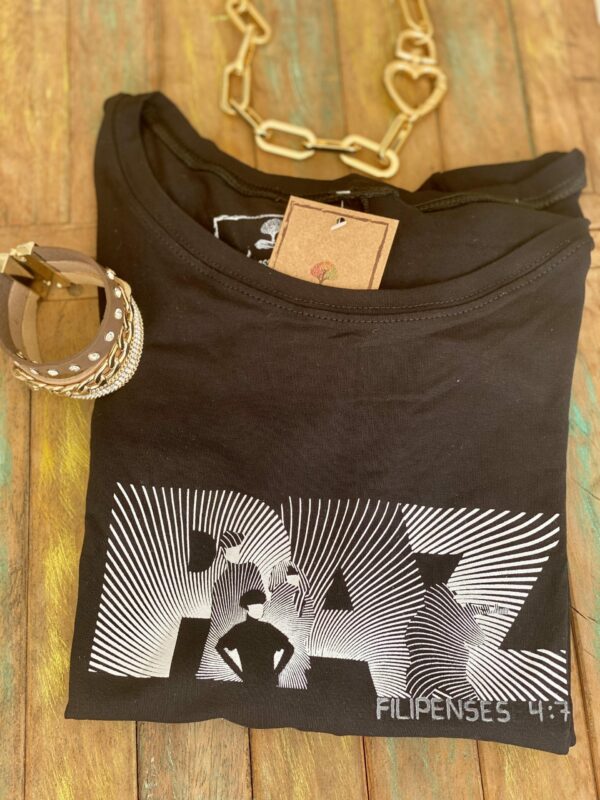 Camiseta longa em visco lycra preta. Filipenses 4:7 - Imagem 3